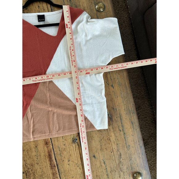 Aaeda Womens White Rust Sweater M long‎ sleeve lightweight rayon pullover - Picture 5 of 6